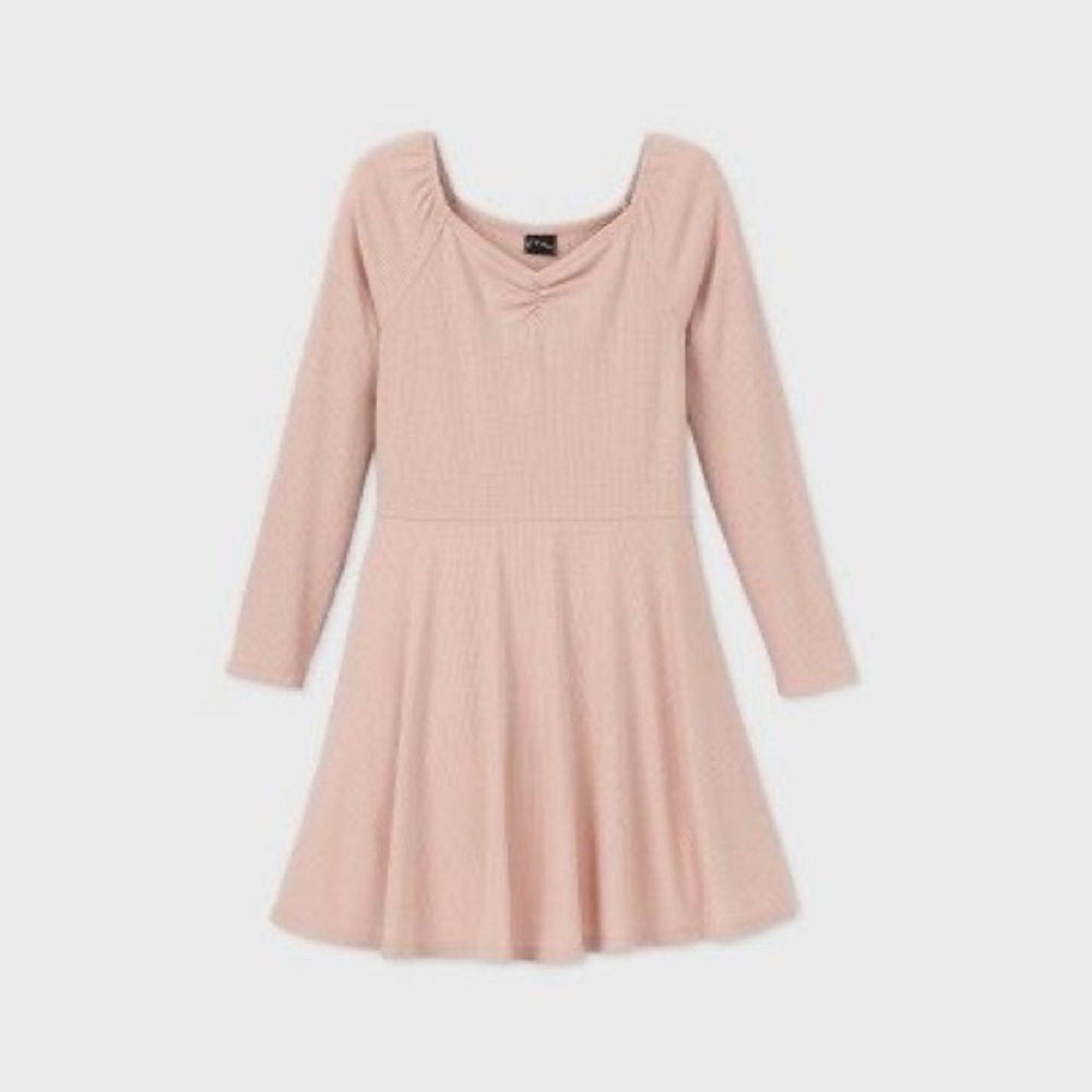Girls Rib Knit Long Sleeve Dress